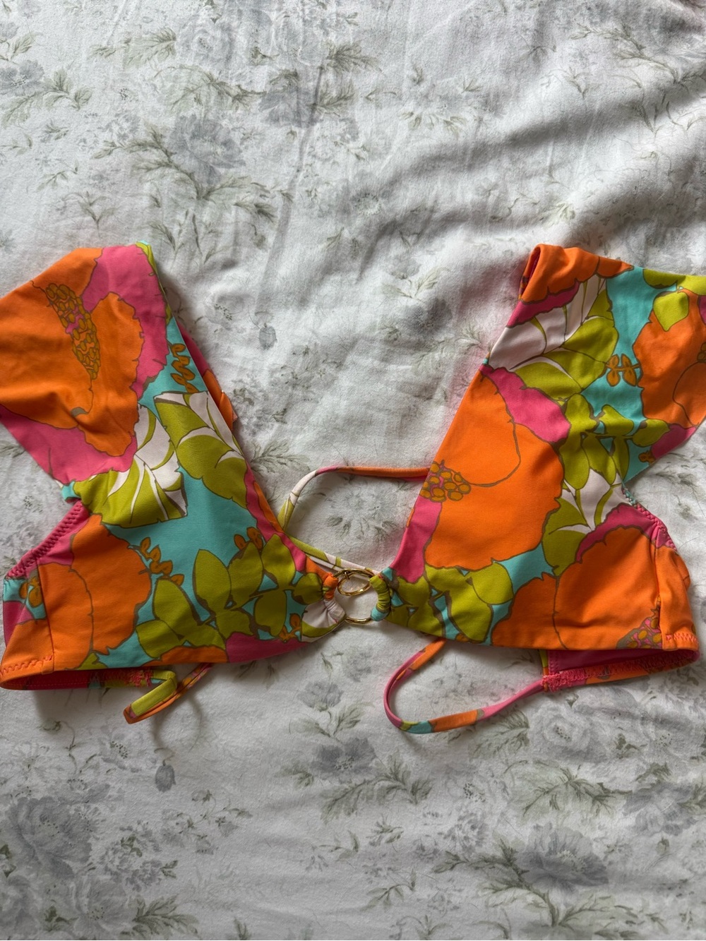 Trina Turk Orange Floral Bikini Top